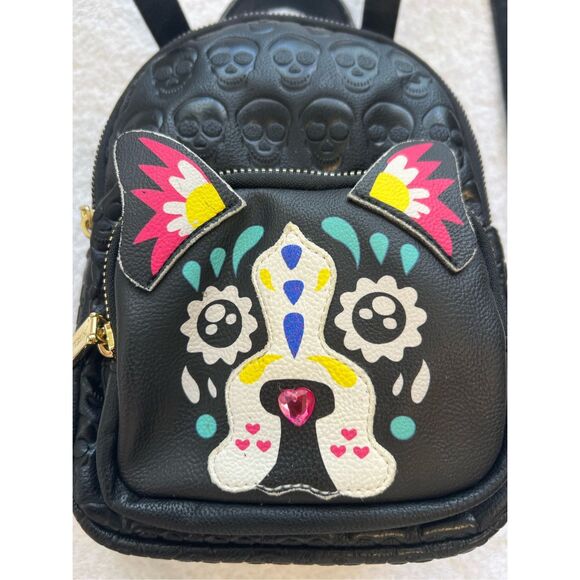 Betsey Johnson Kitsch Sugar Skull Day of The Dead Dia De Los Muertos Frenchie Mi - Picture 4 of 10